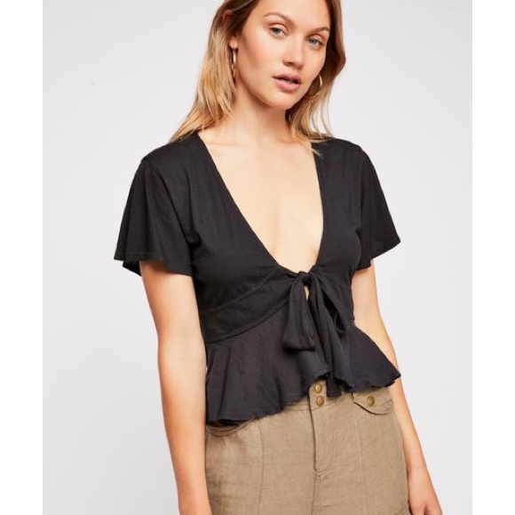 We The Free Free People Knot Me Tee in Black - Picture 5 of 7